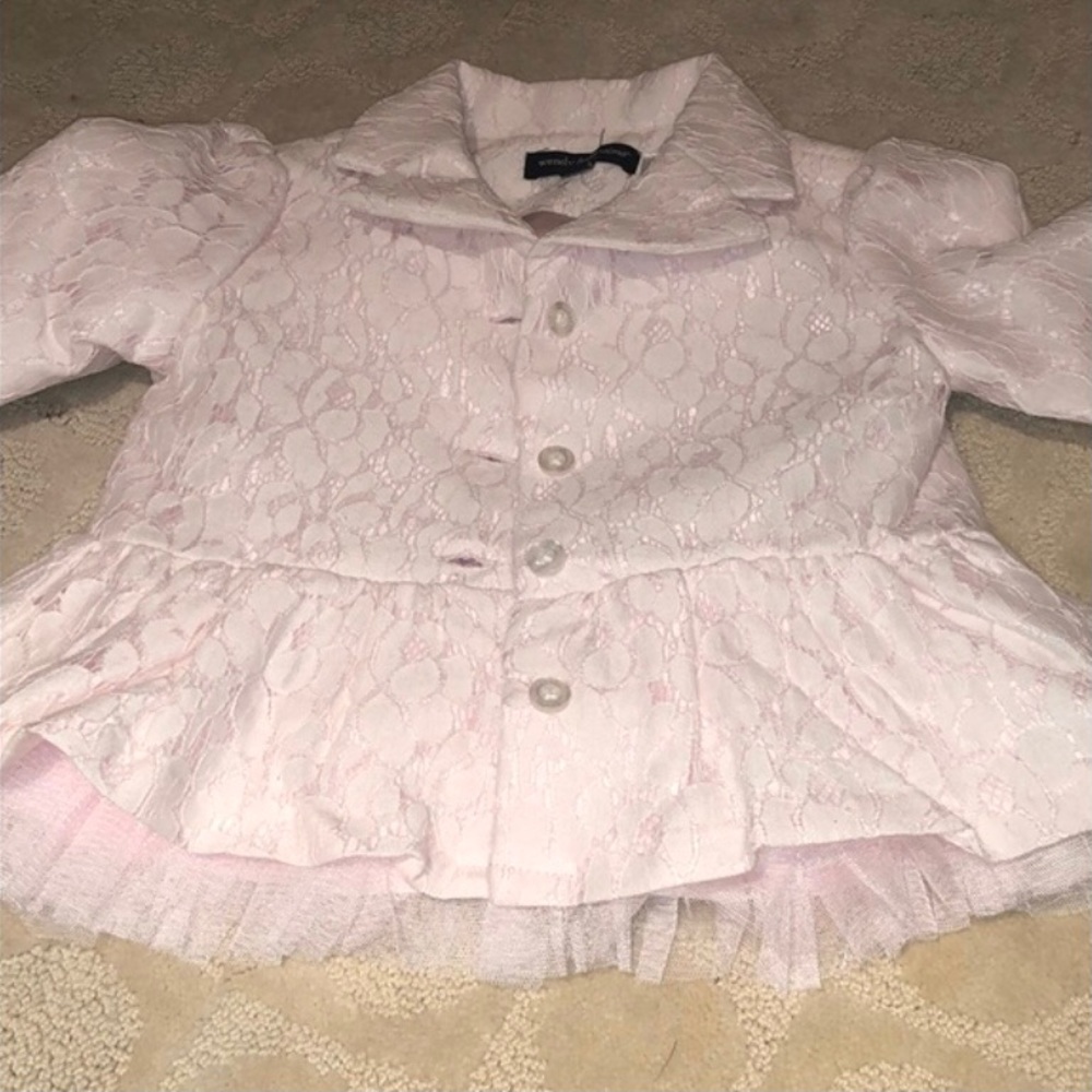 Wendy Bellissimo Baby Girls Pink & White Lace Jacket . 24M